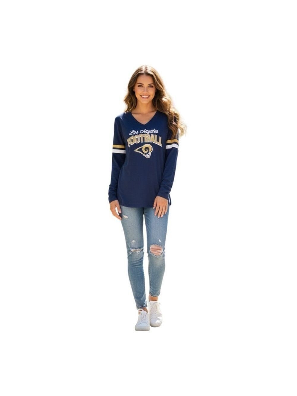 NFL Los Angeles Rams Women’s Long Sleeve V-Neck Tee Shirt XL